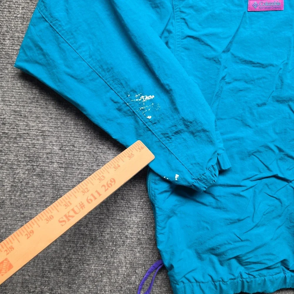 Vintage 90s Columbia Radial Sleeve Pullover Windbreaker Womens L Teal Purple